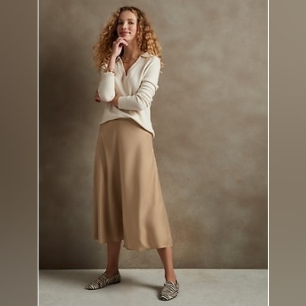 Banana Republic Satin Slip Midi Skirt